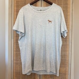 PINK Victoria's Secret Heather Gray Tee with Gold Dog Accents, XL, NWOT